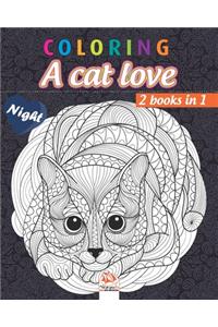 Coloring A cat love - night - 2 books in 1