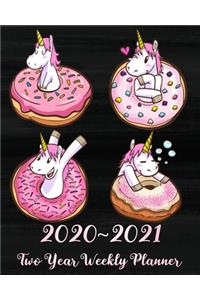 2020 - 2021 Two Year Weekly Planner: Pink Unicorn and Pink Donuts for Girls and Women, Jan 2020 - Dec 2021 24 Month Planner With To Do List for Your Goals, Unicorn Gifts for Her, Donuts