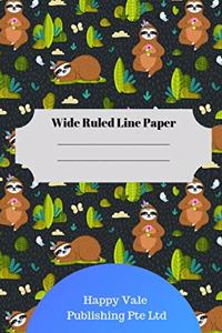 Cute Sloth Theme Wide Ruled Line Paper