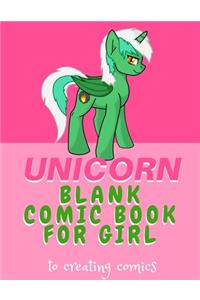 Blank Comic Book for girl unicorn to creating comics