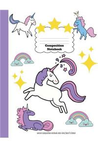 unicorn composition notebook wide ruled, Back To School