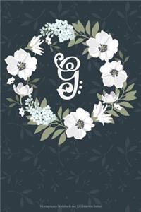 G Monogramm Notizbuch Mit 120 Linierten Seiten