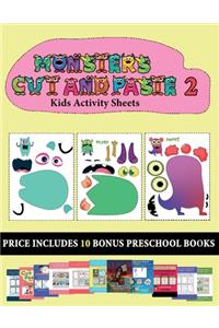 Kids Activity Sheets (20 full-color kindergarten cut and paste activity sheets - Monsters 2)