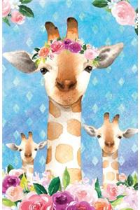 Journal Notebook For Animal Lovers Giraffes In Flowers 2