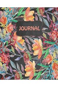 Chalkboard Bullet Dot Grid Journal - Watercolor Flowers (Orange)