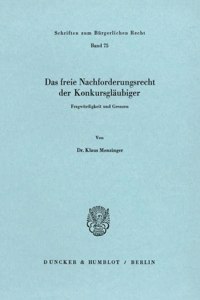 Das Freie Nachforderungsrecht Der Konkursglaubiger