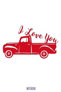 I love you valentine truck Notebook Blank Composition Book, valentines day journal, valentines Notebook Gift