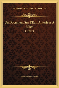 Un Document Sur L'Edit Anterieur A Julien (1907)