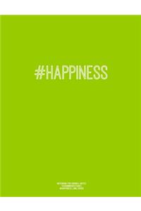 Notebook for Cornell Notes, 120 Numbered Pages, #HAPPINESS, Lime Cover