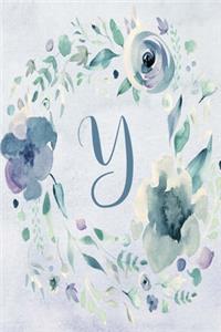 Planner Undated 6"x9" - Blue Purple Floral Design - Initial Y