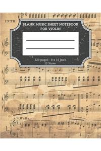 Blank Music Sheet Notebook For Violin