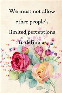 We must not allow other people's limited perceptions to define us