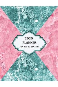 2020 Planner Weekly and Monthly Marble Triangles Pink Green