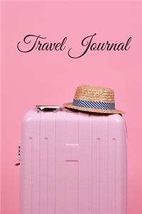 Travel Journal - 6x9 inch blank lined journal suitcase cover pink