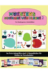 Vor-Kindergarten-Arbeitsblätter: 20 vollfarbige Kindergarten-Arbeitsblätter zum Ausschneiden und Einfügen - Monster 2