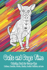 Cats and Dogs Time - Coloring Book for Grown-Ups - Maltese, Munchkin, Borzois, Minskin, Swedish Vallhunds, and more