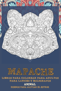 Libros para colorear para adultos para lápices y bolígrafos - Diseños para aliviar el estrés - Animal - Mapache
