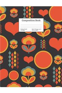 Composition Book College-Ruled Retro Vintage 1970's Groovy Black