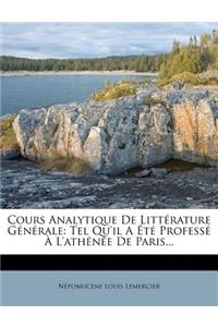 Cours Analytique de Litterature Generale