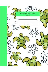 Wide Ruled Turtle Notebook Composition Book