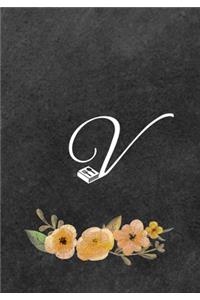 Initial Monogram Letter V on Chalkboard