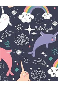 Notebook: Cute Narwhals and Rainbows Notebook (Composition Book, Journal) (8.5 X 11 Large)