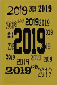 2019 Journal 2019 Pattern Black Font Gold Colors