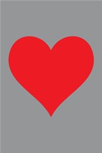 100 Page Blank Notebook - Red Heart on Gray / Grey