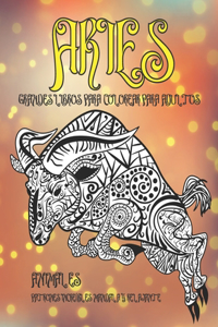 Grandes libros para colorear para adultos - Patrones increíbles Mandala y relajante - Animales - Aries
