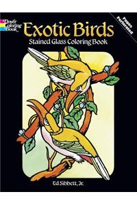 Exotic Birds Stained Glass Colouring Book