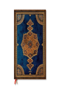 Safavid Indigo (Safavid Binding Art) Grande 12-month Vertical Hardback Dayplanner 2025 (Elastic Band Closure)