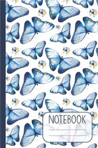 Notebook with Blue Watercolour Butterfly Design