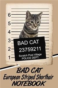 Bad Cat European Striped Shorthair Notebook