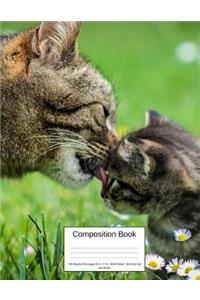 Composition Book 100 Sheets/200 Pages/8.5 X 11 In. Wide Ruled/ Mommy Cat and Kitten: Writing Notebook Lined Page Book Soft Cover Plain Journal Cats Kitten