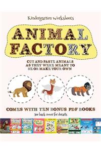 Kindergarten Worksheets (Animal Factory - Cut and Paste)