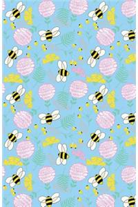 Journal Notebook Bees and Clover Pattern - Blue