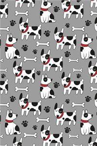 Journal Notebook Dogs and Bones Pattern On Gray