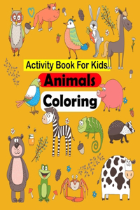 Activity Book For Kids, Animals Coloring