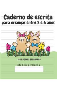 Caderno de escrita para crianças entre 3 e 6 anos