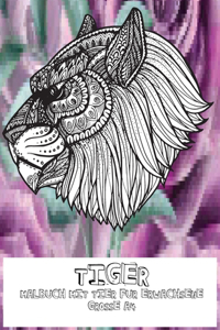 Malbuch mit Tier für Erwachsene - Grosse A4 - Tiger
