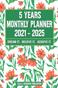 5 Year Monthly Planner 2021-2025