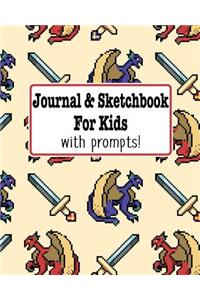 Journal and Sketchbook for Kids with prompts