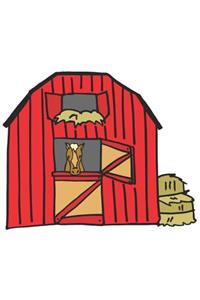 Horse Illustration School Composition Book Equine Red Barn Scene