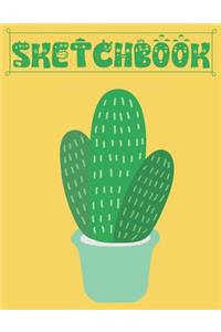 Sketchbook: Cute Cactus Sketchbook for Young Kids Plants Lovers to Sketching, Whiting, Drawing, Journaling and Doodling Large (8.5x11 Inch.) 120 Blank Pages for