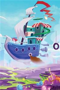 Sky Ship Over Toonland Grid Notebook