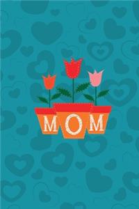 Mom Notebook, Blank Write-in Journal, Dotted Lines, Wide Ruled, Medium (A5) 6 x 9 In (Royal Blue)