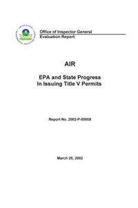 Air EPA and State Progress in Issuing Title V Permits