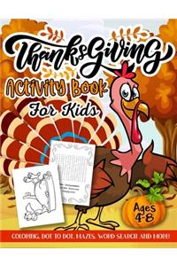 Thanksgiving Activity Book for Kids Ages 4-8