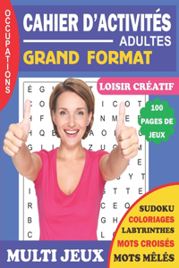 Cahier d'activités adulte grand format multi jeux