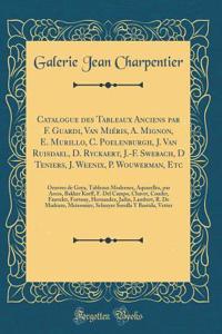 Catalogue Des Tableaux Anciens Par F. Guardi, Van MiÃ©ris, A. Mignon, E. Murillo, C. Poelenburgh, J. Van Ruisdael, D. Ryckaert, J.-F. Swebach, D Teniers, J. Weenix, P. Wouwerman, Etc: Oeuvres de Goya, Tableaux Modernes, Aquarelles, Par Arcos, Bakke